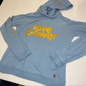 Free City Light Blue Gold Letters Hoodie
